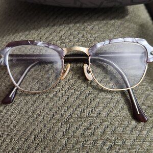 Liberty Vintage Gold Gray Cat Eye Eyeglasses Frames USA Retro Women 44/20